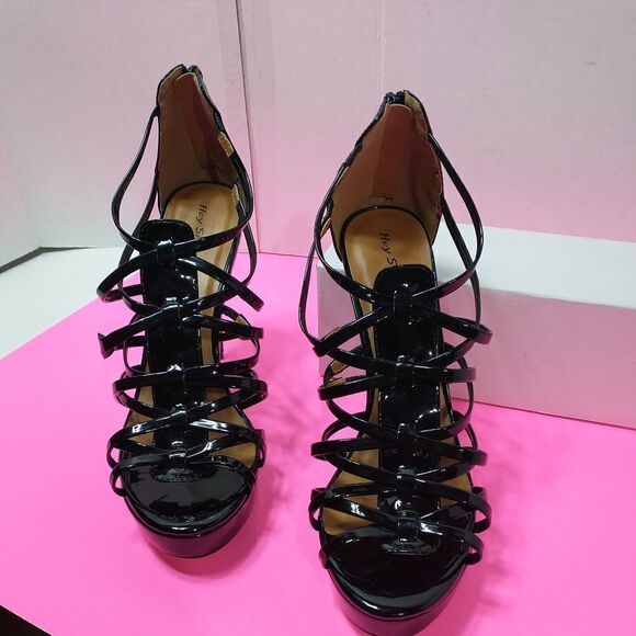 Hey Se Mey Black Patent Heels Size 43. Womens 11 - Picture 4 of 12